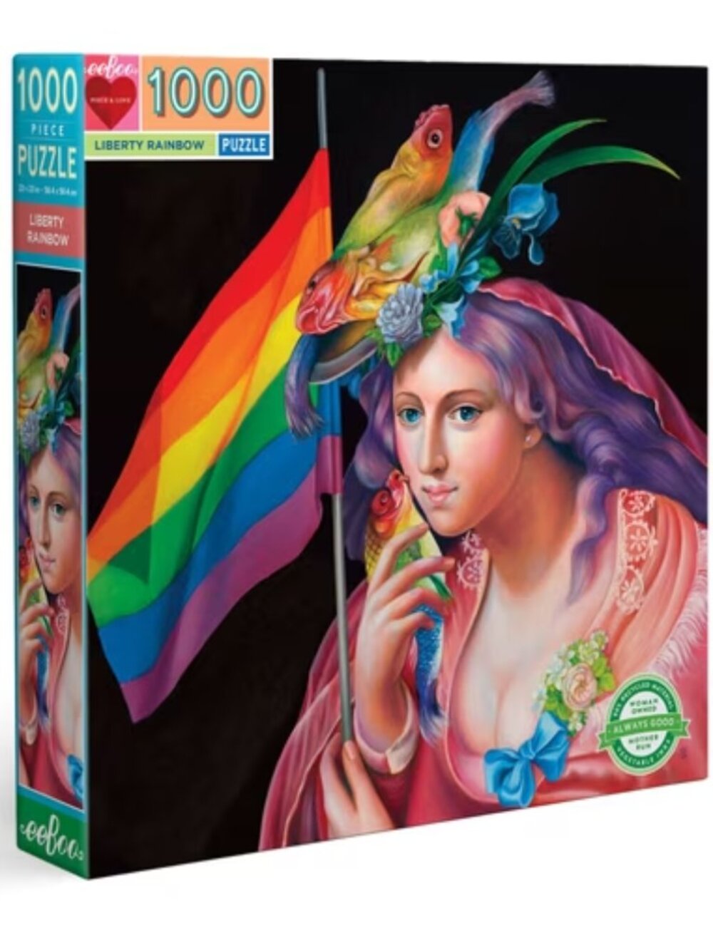 Eeboo Lady Liberty Rainbow Flag Peace & Love Puzzle Party Family Fun Game Night